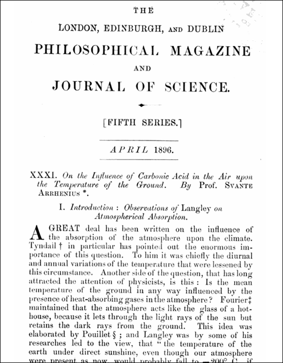 CO2 causes warming Arrenhius paper